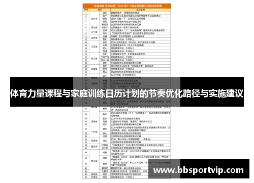 体育力量课程与家庭训练日历计划的节奏优化路径与实施建议